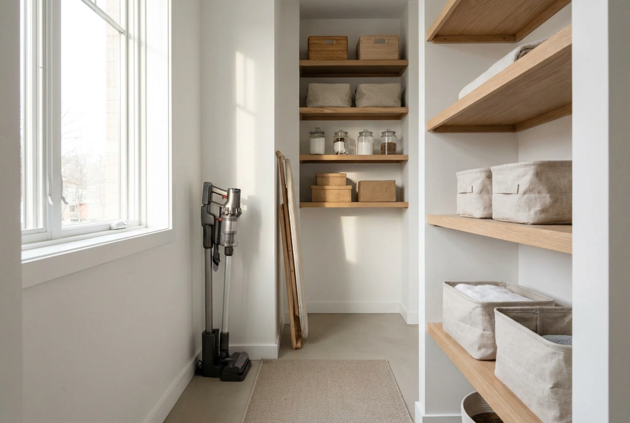 How to Allocate Wardrobe Space for a Vacuum Cleaner and Ironing Board
