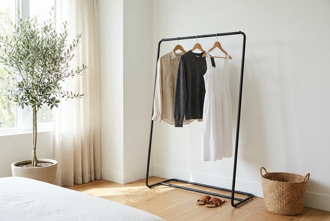 How to Position a Standing Clothes Rack to Avoid Cluttering the Room