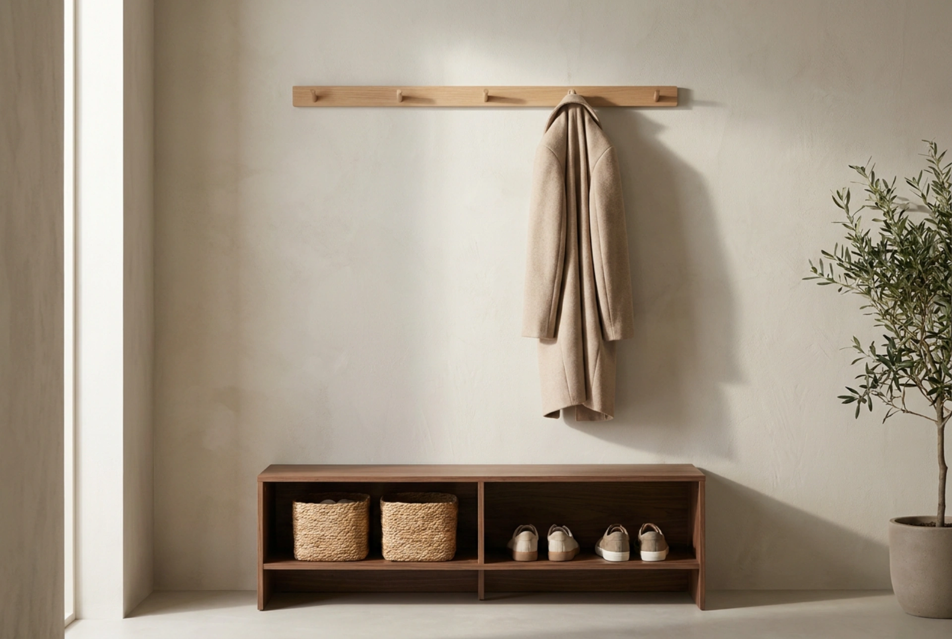 How to Organize an Entryway with a Shoe Shelf and Coat Rack