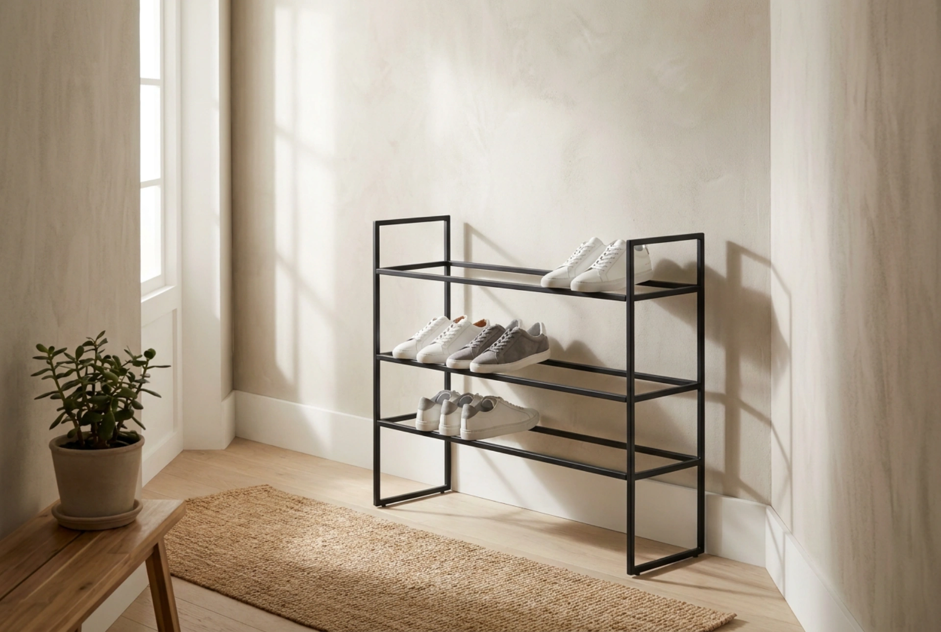 How to Use a Metal Shoe Rack in a Narrow Hallway
