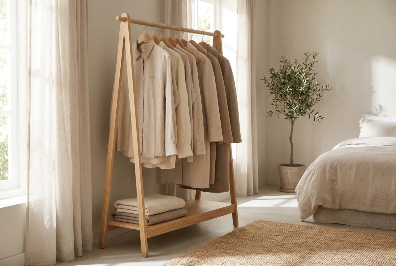 Freestanding Clothes Racks as an Auxiliary Wardrobe Zone