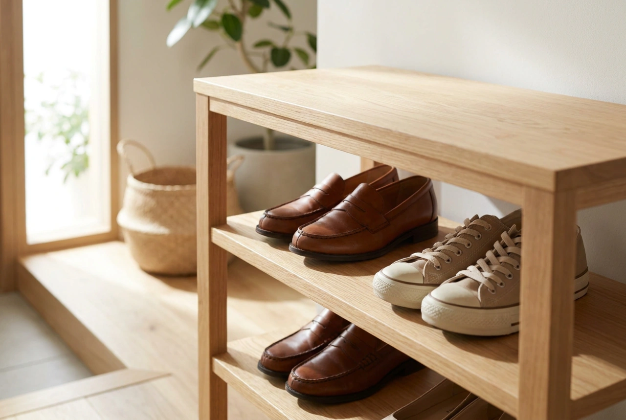 How a Wooden Shoe Rack Organizes Your Entryway: Material Care and Spatial Physics