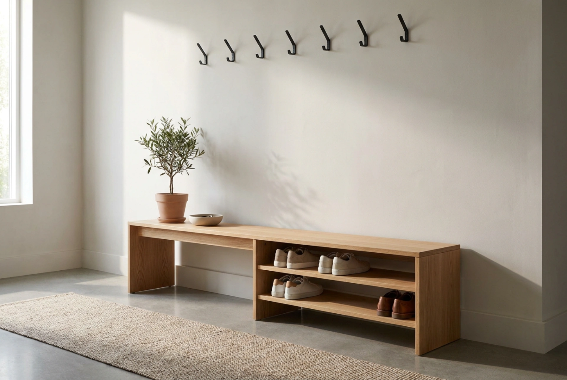 Integrating a Shoe Cabinet and Coat Rack into a Practical Hallway Layout