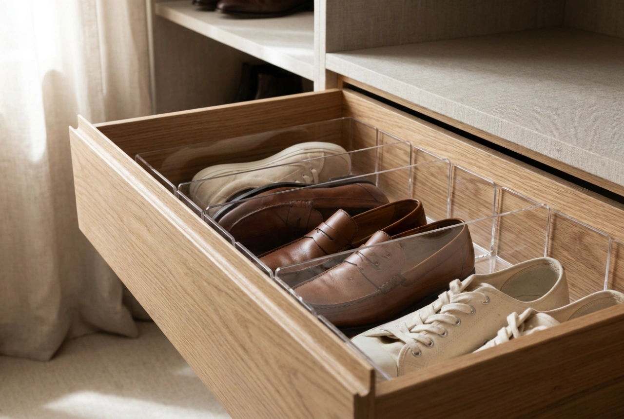 How to Use Shoe Drawer Inserts in a Small Wardrobe