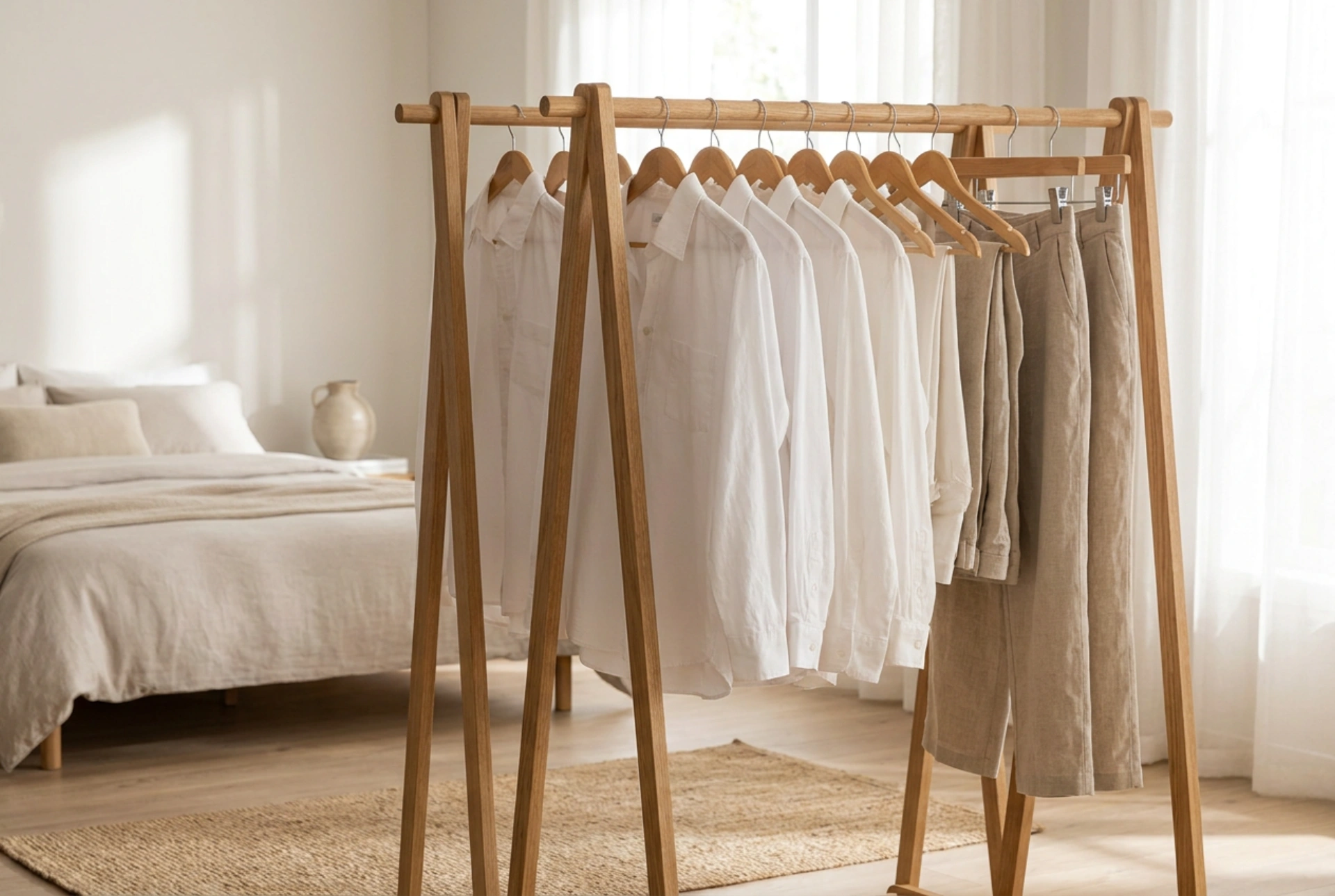 Double clothes rail for better wardrobe organisation