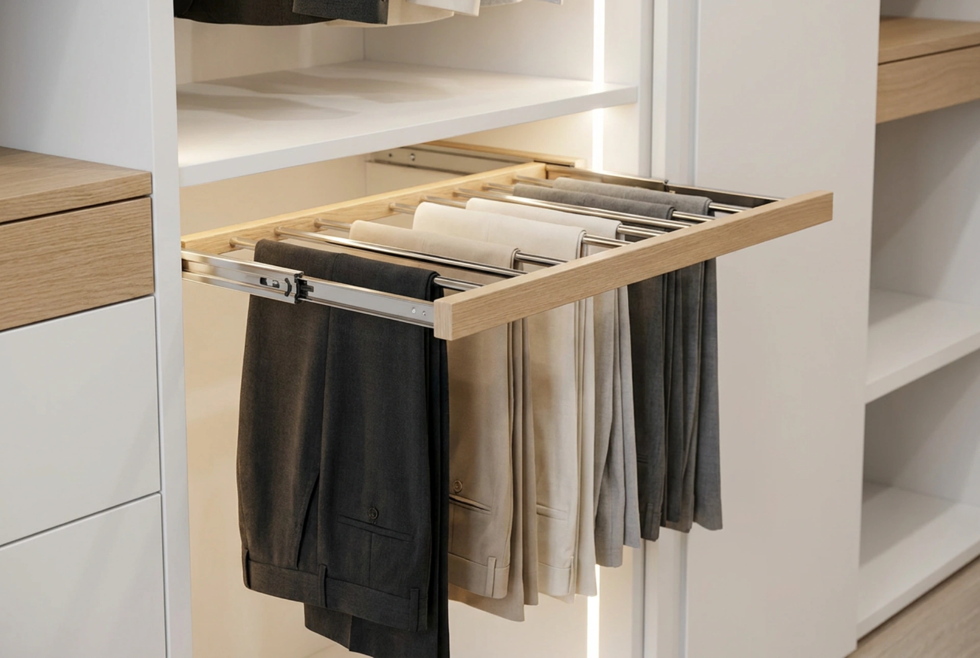 Pull-Out Trouser Racks: The Mechanical Solution for Wardrobe Order and Fabric Care