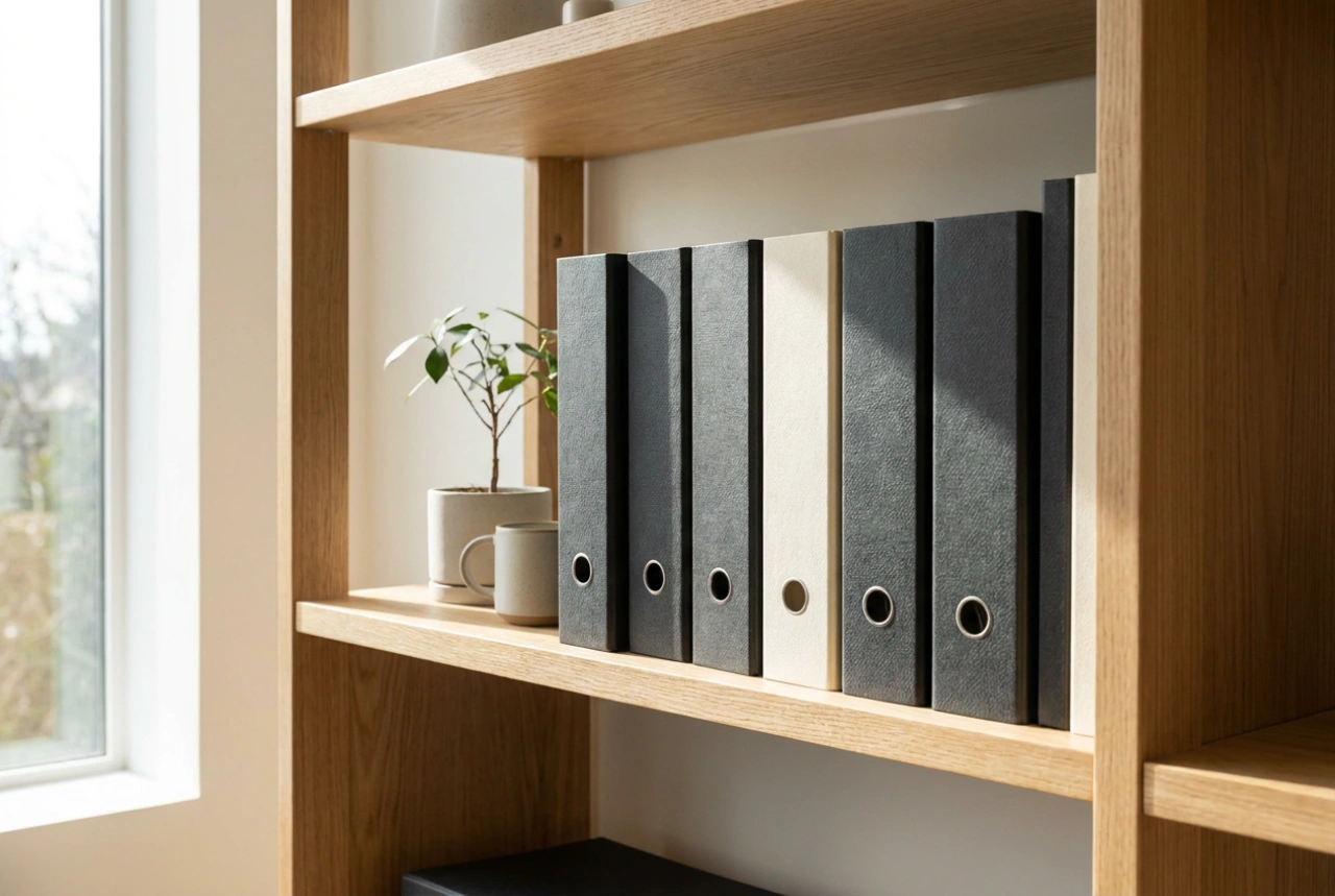Elegant document folders in a well-organized archive