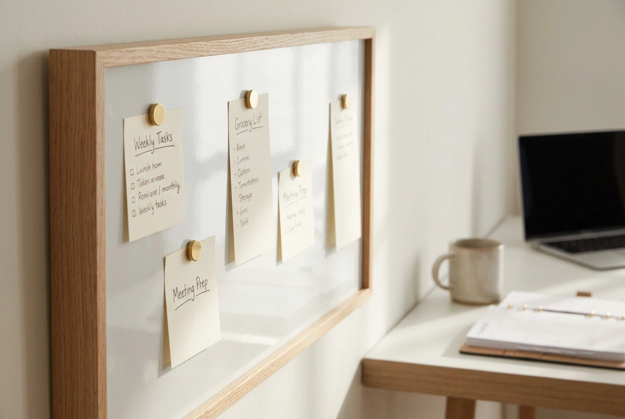 How to Plan Home Notes on a Framed Magnetic Board