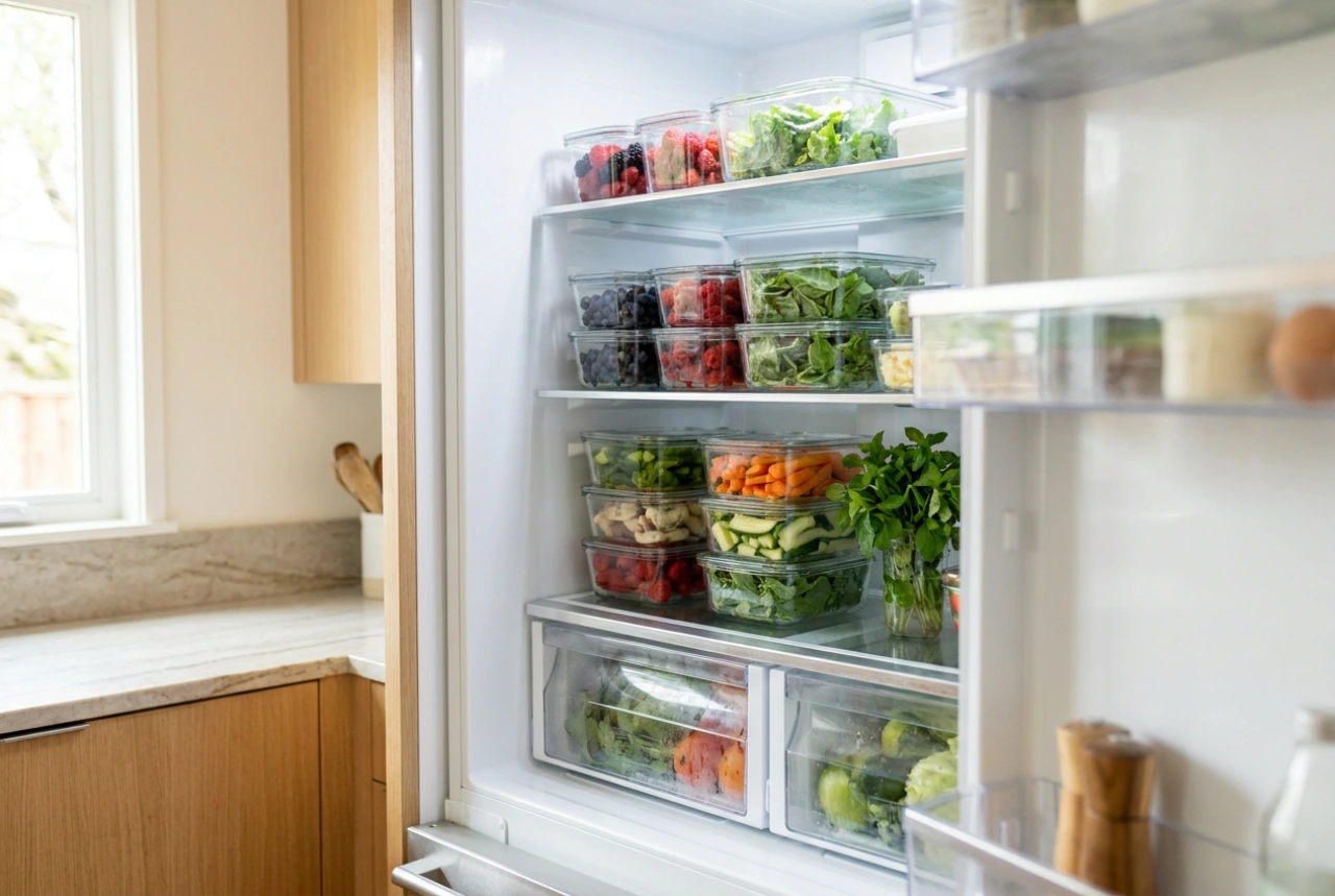Under-counter integrated refrigerators and efficient food storage