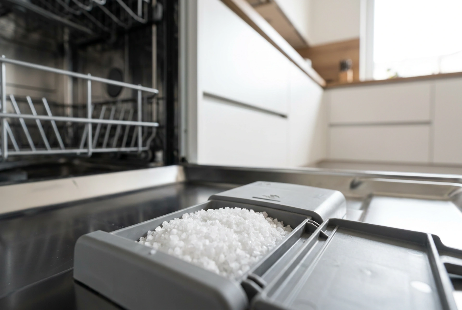 What is the composition of dishwasher salt and why does it protect the appliance from limescale